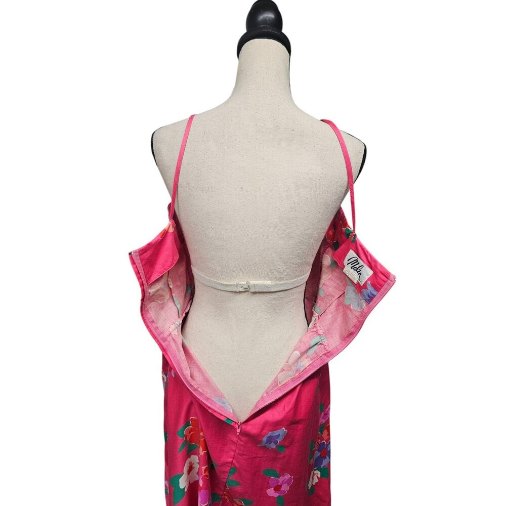 Vintage Malia Womens Floral Sundress sz 6 Pink Midi 100% Cotton 70s Hawaii - Picture 3 of 12